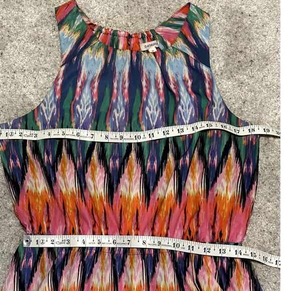 Athleta Ikat Martinique Dress Sleeveless Size Medium Multi Color Tassel Tie Back - Picture 4 of 9